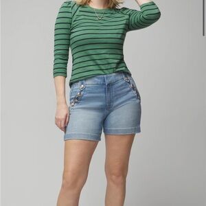 White House Black Market Mariner Button Shorts Soft Denim High Rise sz 10 NEW